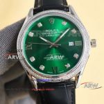 AAA replica Rolex Datejust green dial diamond bezel leather strap watch (1)_th.jpg